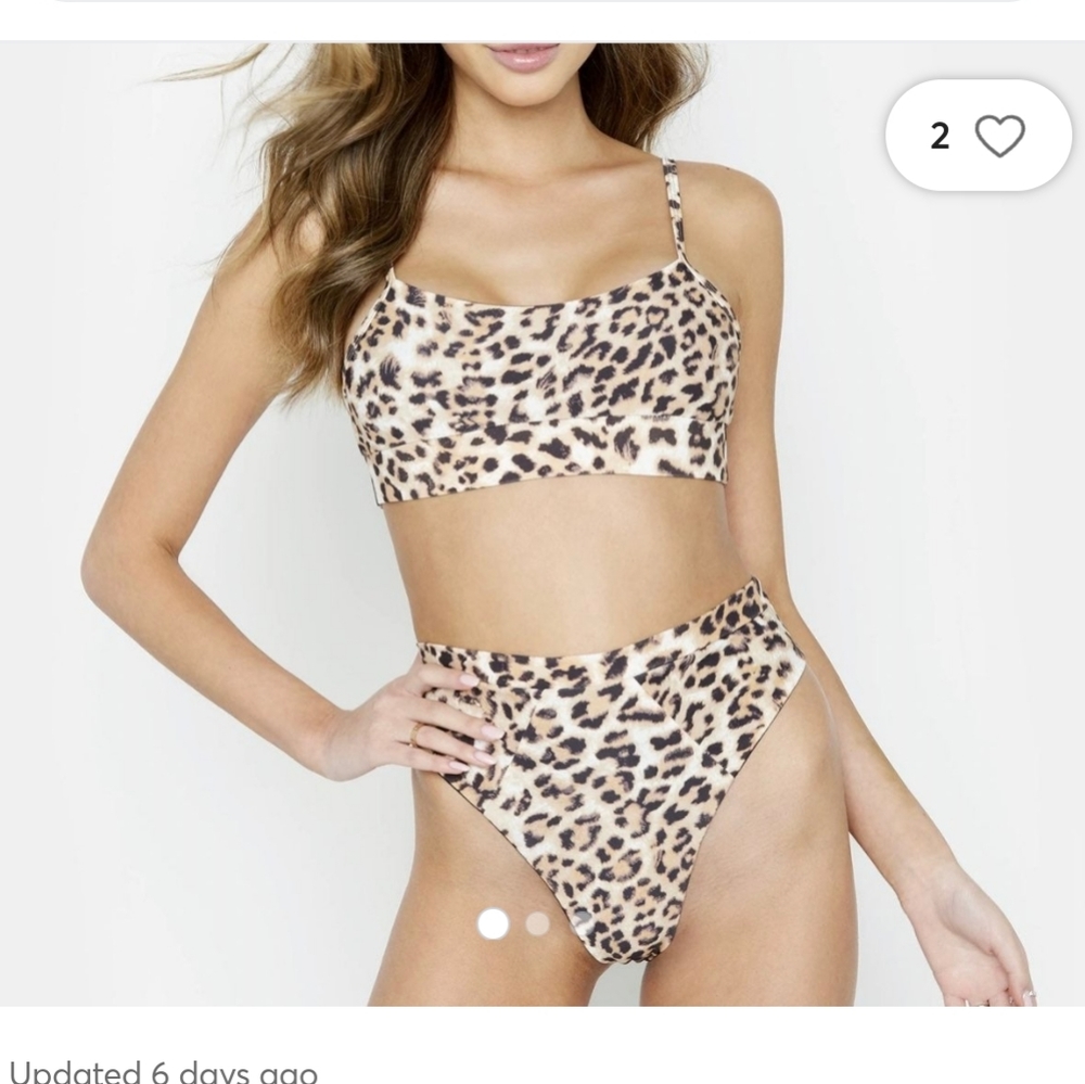 Beach bunny emerson high waisted cheeky bikini bottoms large cheetah print
